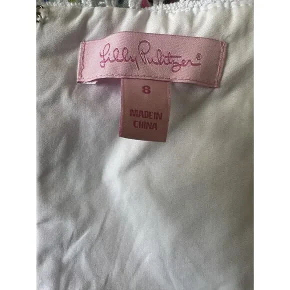 Lilly Pulitzer Brynn Strapless Dress Lobsters In Love Razz Crochet Shift Size 8 - Picture 10 of 16